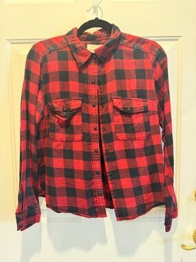 Forever 21 Red and Black Plaid Button-Down Shirt